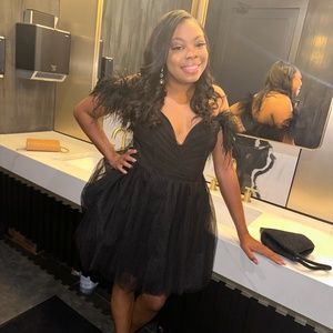 Fashion Nova Black Fur Dress